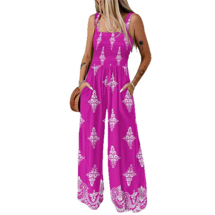 Damen Weitbeiniger Jumpsuit mit elastischem Oberteil und praktischen Taschen Drune