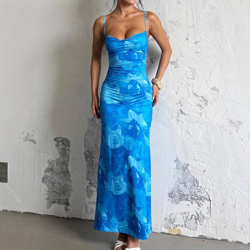 Damen Maxi-Kleid mit asymmetrischem Schnitt und fließendem Stoff Drune