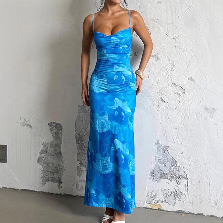 Damen Maxi-Kleid mit asymmetrischem Schnitt und fließendem Stoff Drune