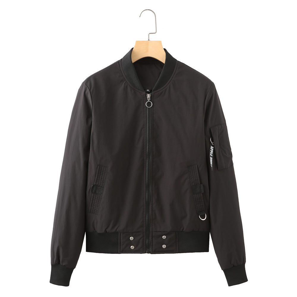 Damen lässige Bomberjacke mit praktischen Taschen und elastischen Bündchen Drune
