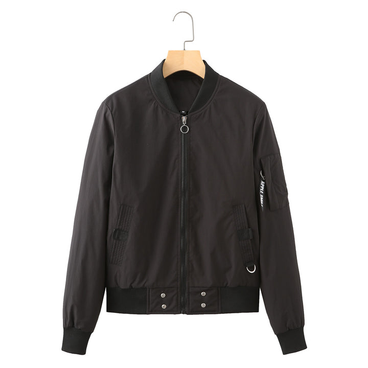 Damen lässige Bomberjacke mit praktischen Taschen und elastischen Bündchen Drune