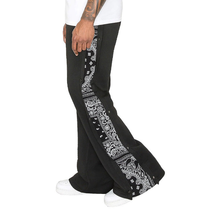 Herren Lässige Freizeit-Hose mit modischen Druckknöpfen und seitlichem Design Drune