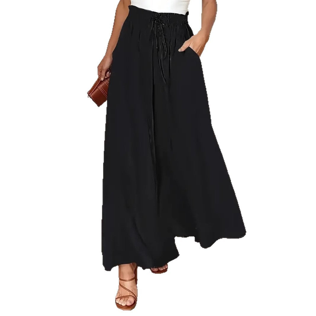 Damen culottehose mit elastischem Bund und gesticktem Punktemuster Drune