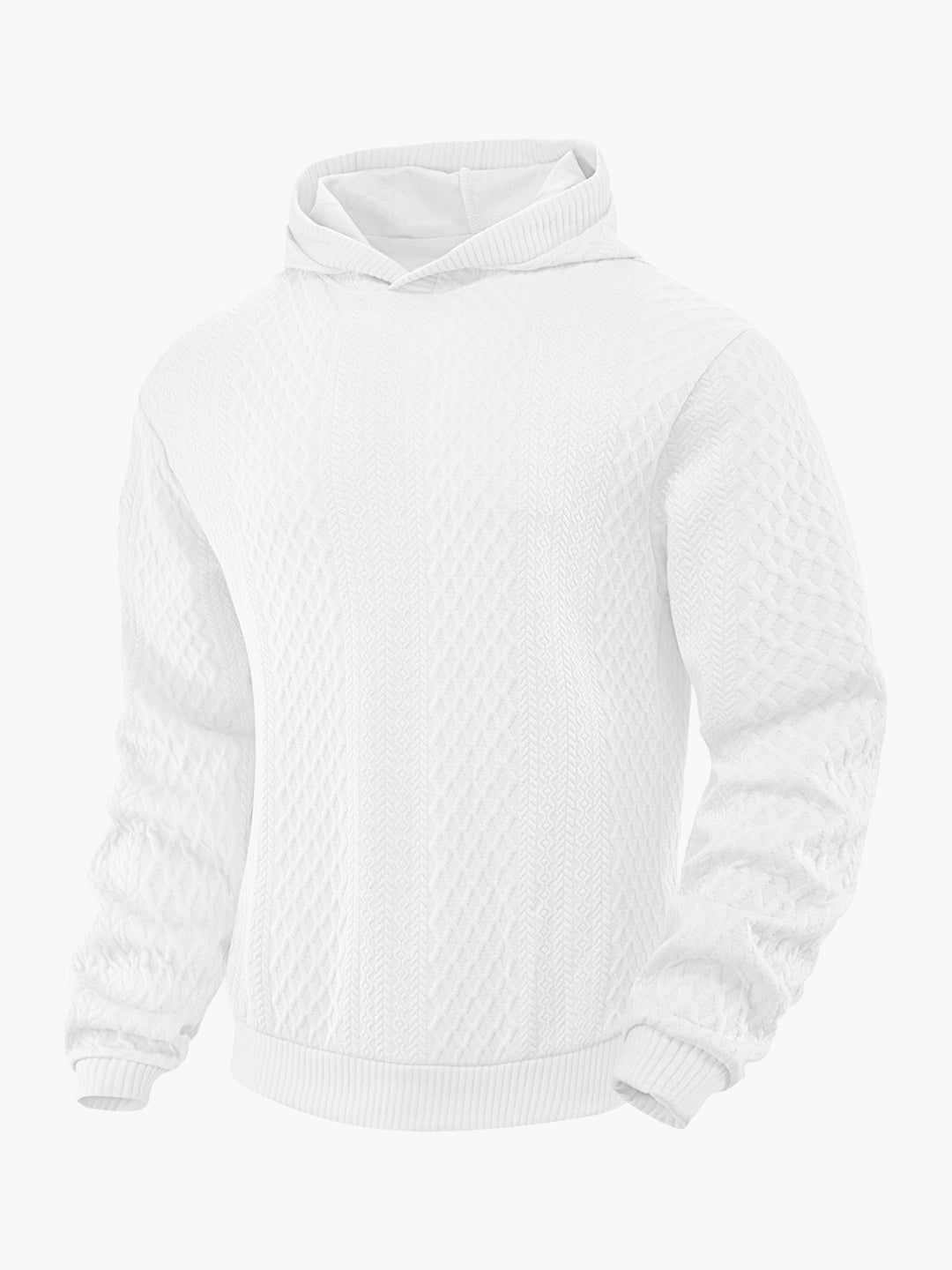 Herren nan strukturierter Schlauchkragen-Pullover mit Kapuze und Waben-Jacquard Drune