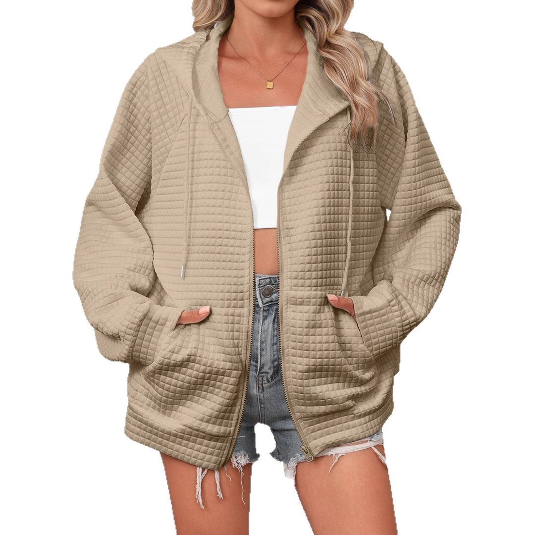Damen Oversized Kapuzenjacke aus strukturiertem Material Drune