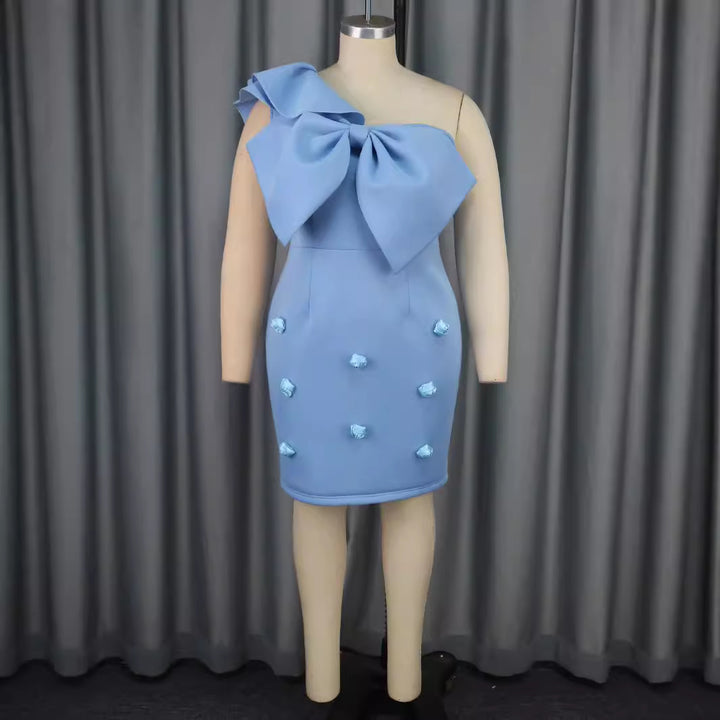 Damen figurbetontes Cocktailkleid mit voluminösem Schleifendesign Drune