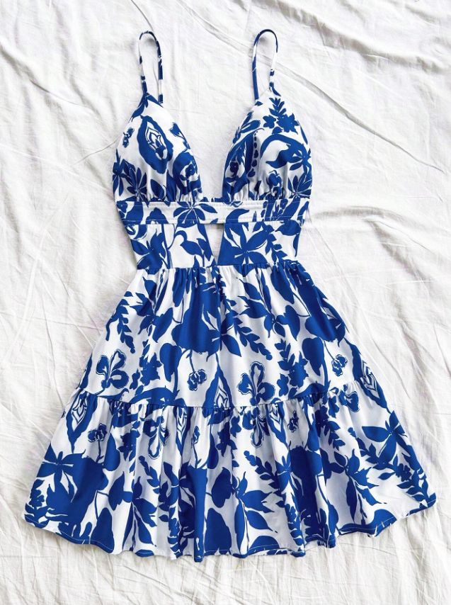 Damen Sommerkleid mit verspieltem Babydoll-Schnitt und floralem Design Drune