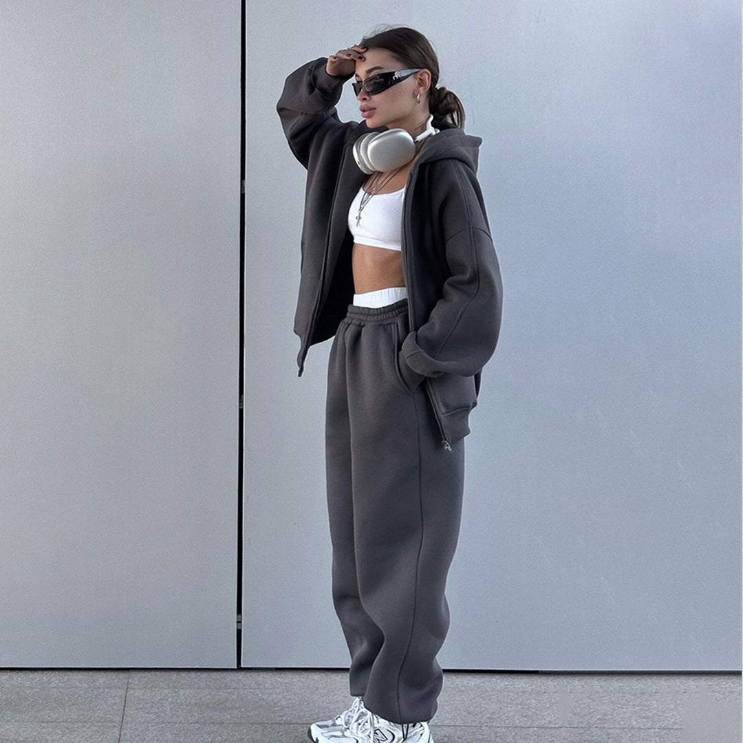 Damen Sportlicher Hoodie und Jogginghose Set Drune