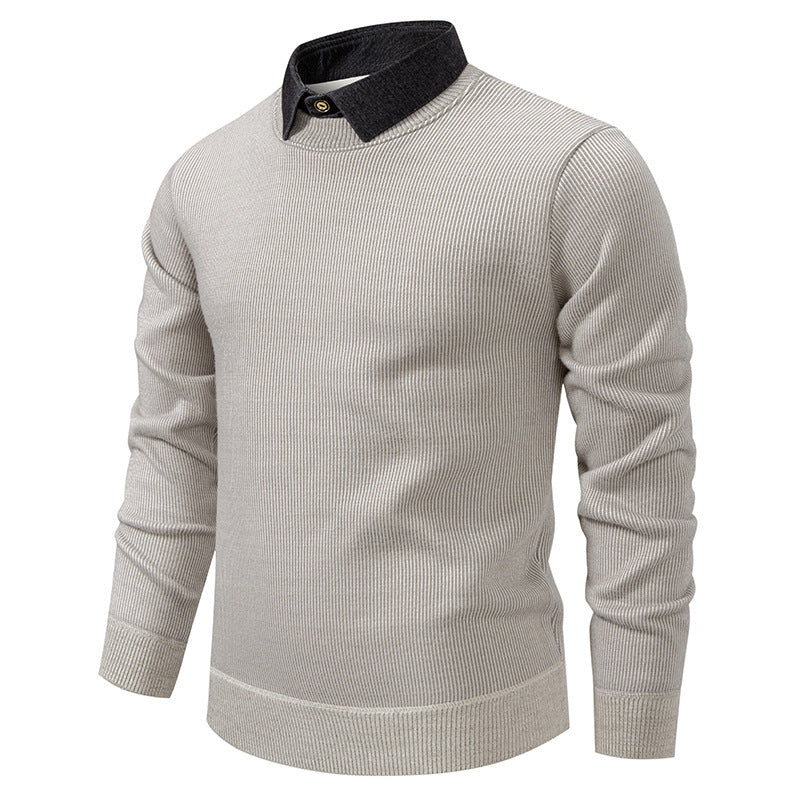 Drune | Herren Strickpullover mit Kontrastkragen