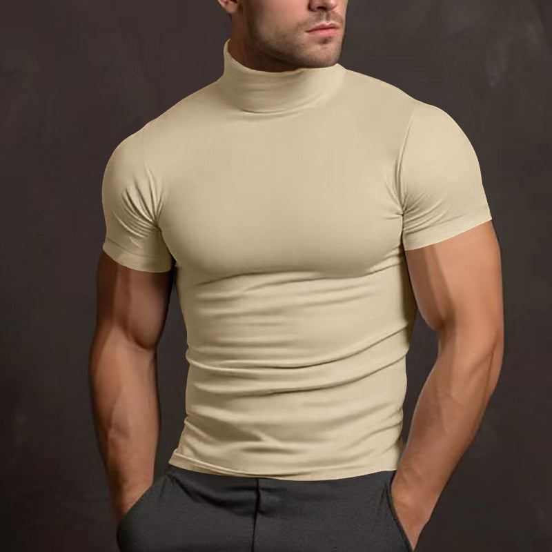 Herren nan körperbetontes Kurzarm-Rollkragenshirt aus Stretchjersey Drune