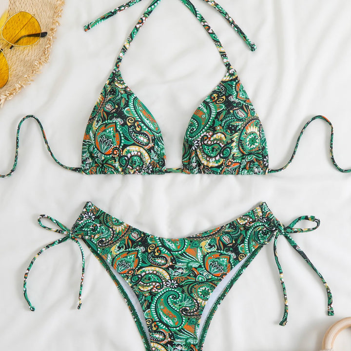 Damen Triangel-Bikini-Set mit verspieltem Paisley-Muster Drune