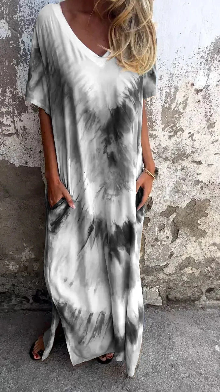 Damen Maxikleid mit lässigem V-Ausschnitt und praktischen Taschen Drune