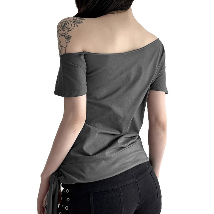 Damen asymmetrisches Top mit dekorativem Knoten Drune