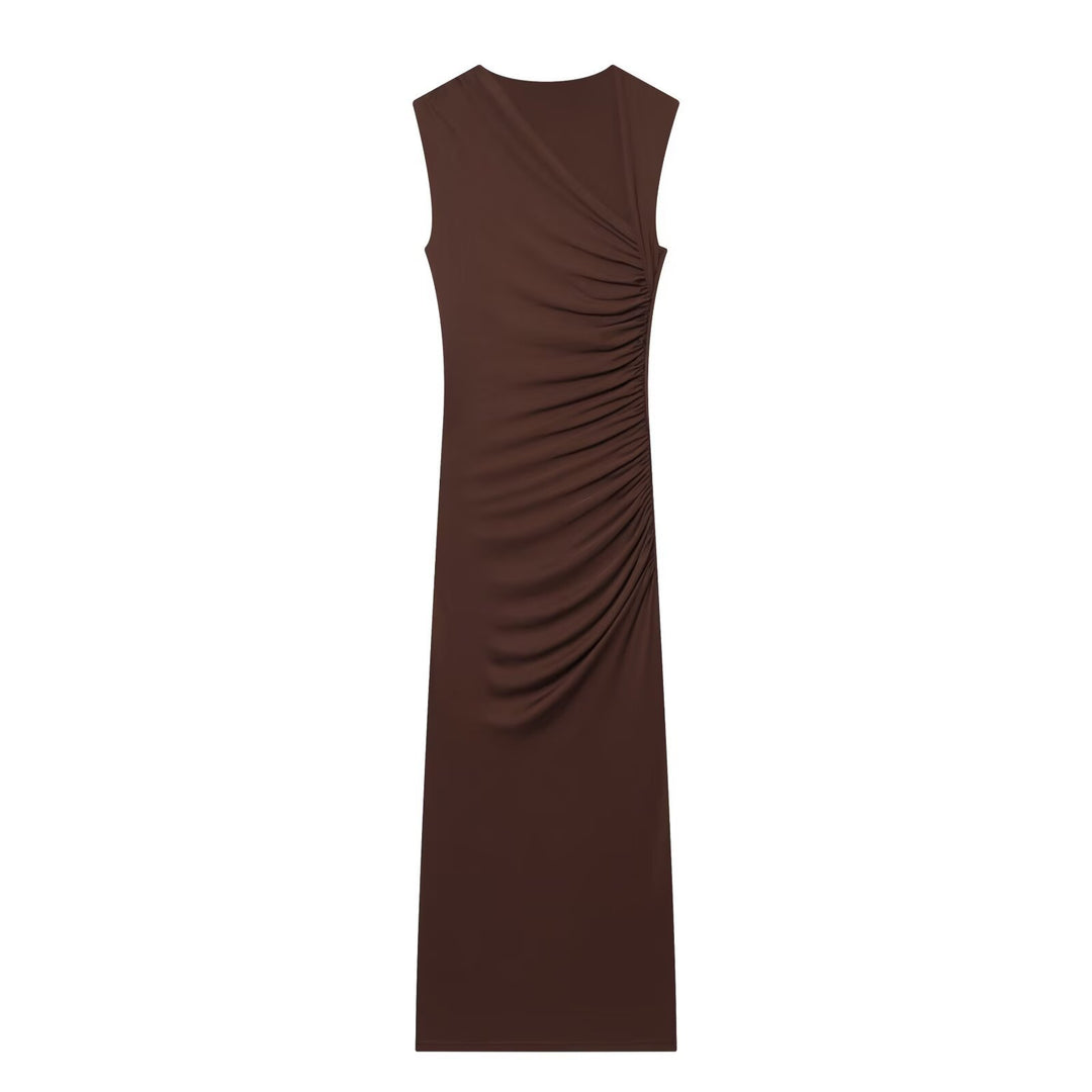 Damen ärmelloses Maxikleid mit raffinierten Rüschendetails und elegantem Schnitt Drune