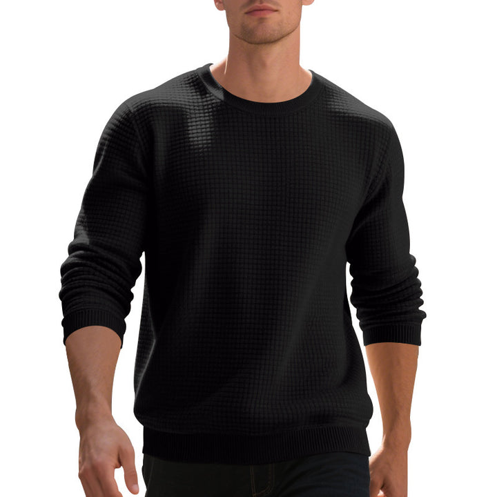 Herren warmer Pullover mit strukturiertem Gewebe und Rundhalsausschnitt Drune