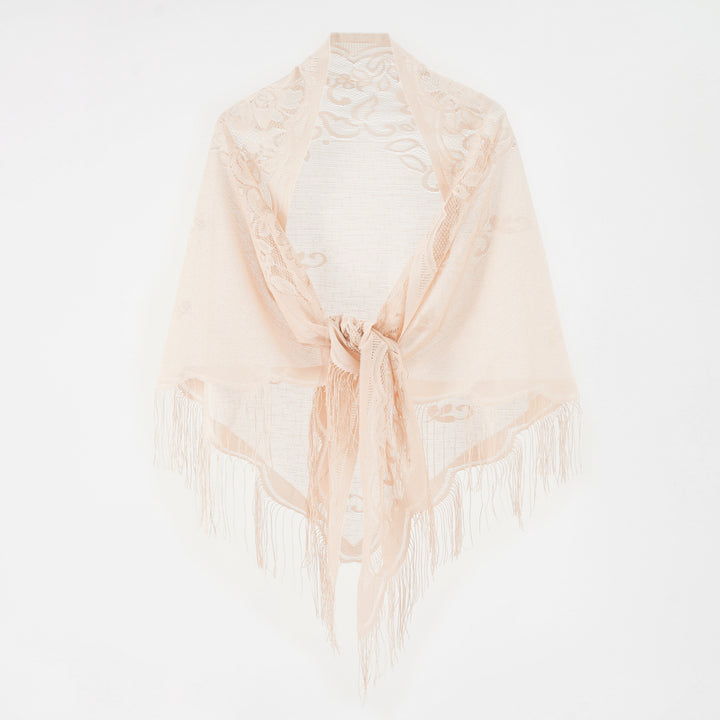 Damen Eleganter Chiffon-Schal mit kunstvollen Fransen Drune