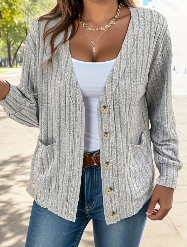 Damen Strickjacke mit Knopfleiste und seitlichen Taschen Drune