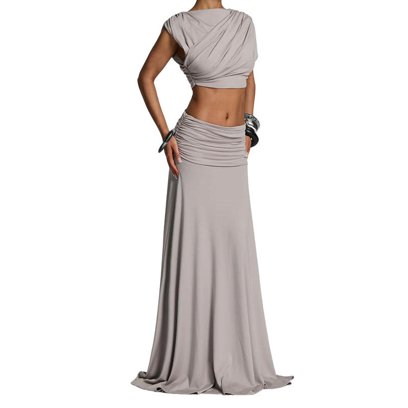 Damen elegantes Wickelkleid mit Rüschendetails Drune