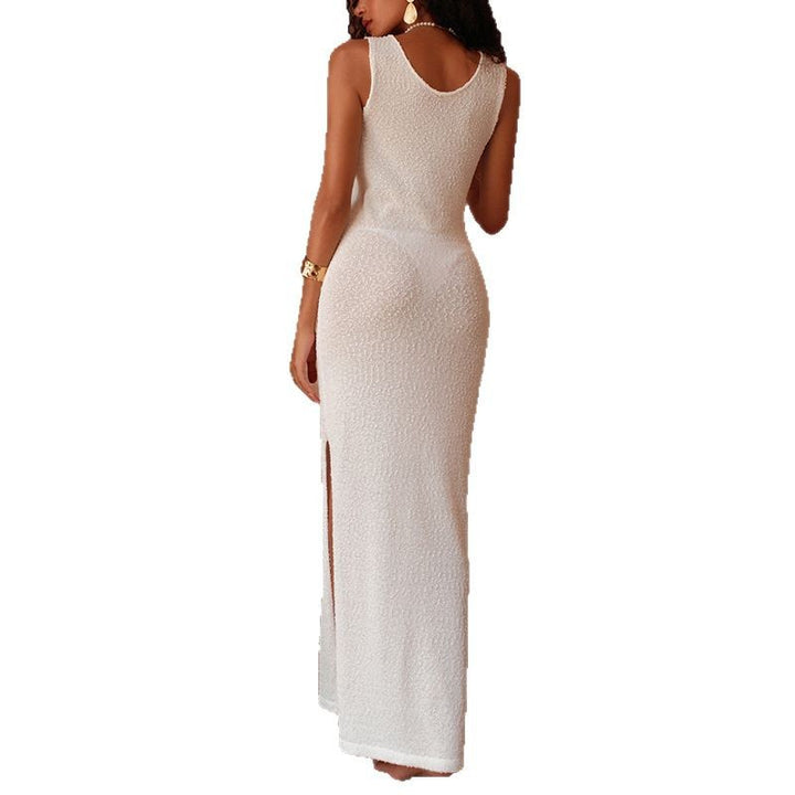 Damen figurbetontes Langkleid mit Off-Shoulder-Ausschnitt und hohem Schlitz Drune