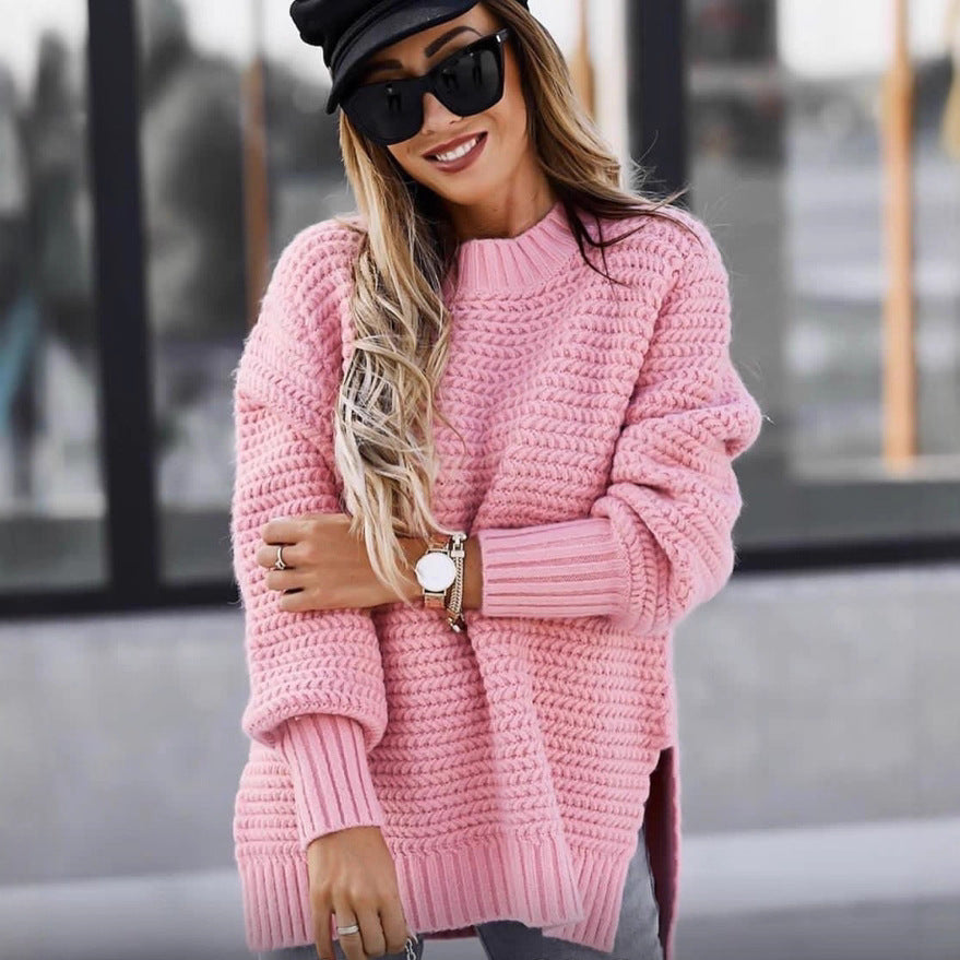 Damen Luxuriöser Strickpullover mit lässigem Schnitt und hohen Bündchen Drune