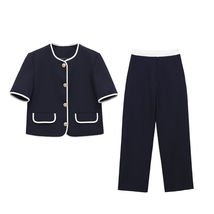 Damen modisches Set mit eleganter Jacke und weit geschnittenen Hosen Drune