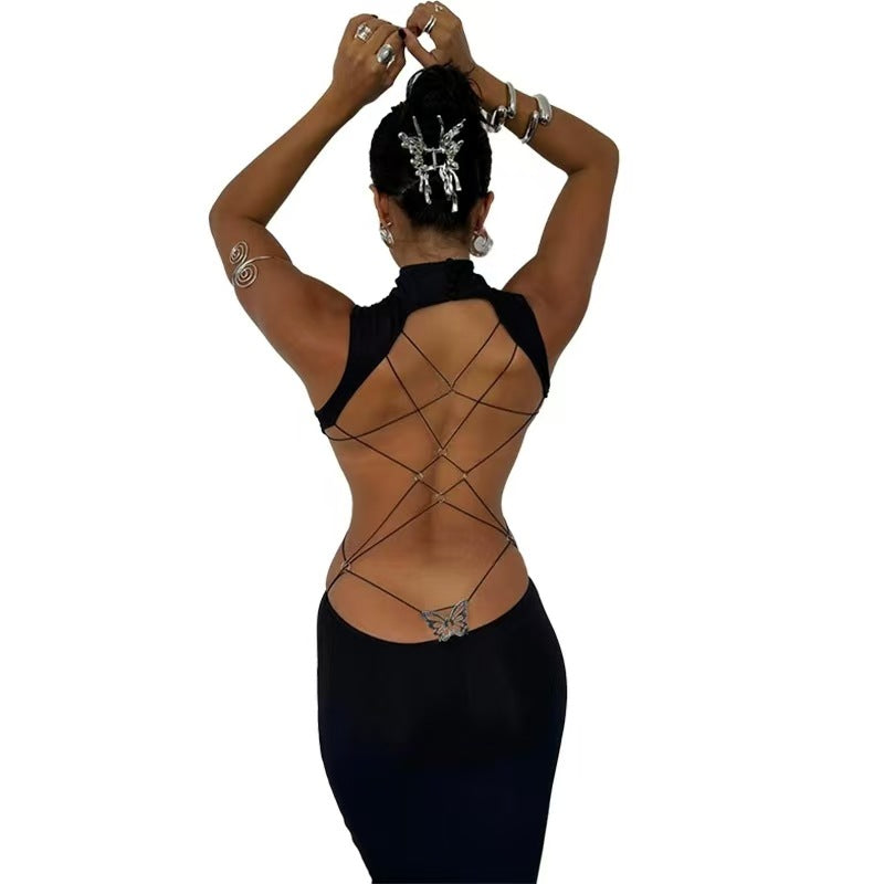 Damen Figurbetontes Maxikleid mit eleganten Cut-Out-Details Drune