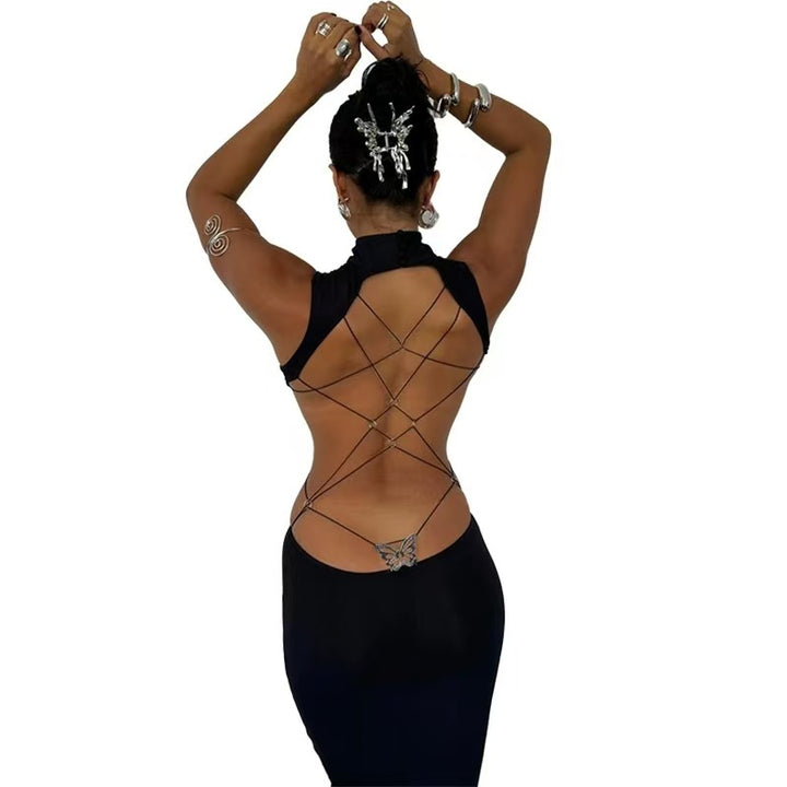 Damen Figurbetontes Maxikleid mit eleganten Cut-Out-Details Drune