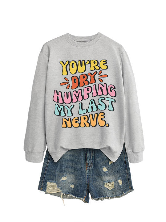 Damen Sweatshirt mit fröhlichem Comic-Slogan und lässigem Schnitt Drune