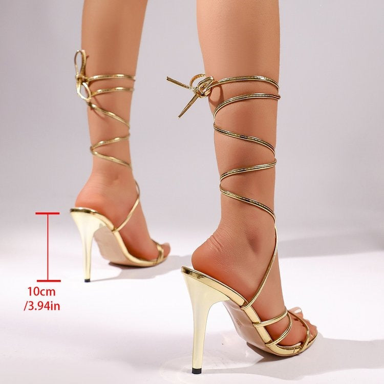 Damen Elegante High-Heel Riemensandaletten Drune