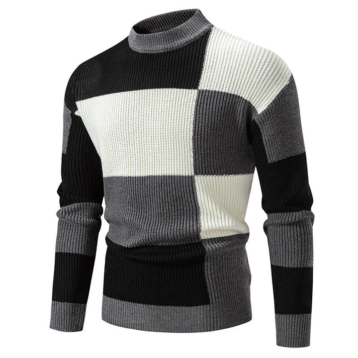 Herren modischer Rollkragenpullover mit strukturiertem Karomuster Drune