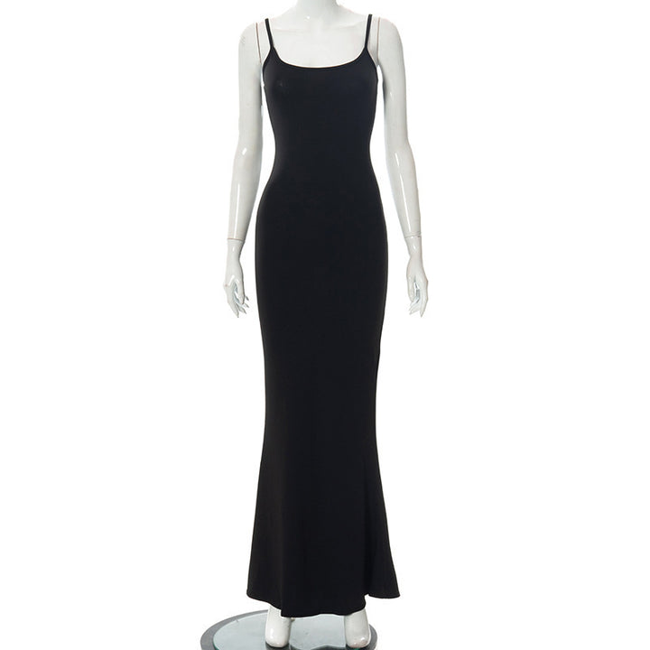 Damen Elegantes Maxikleid mit Spaghettiträgern und fließendem Schnitt Drune