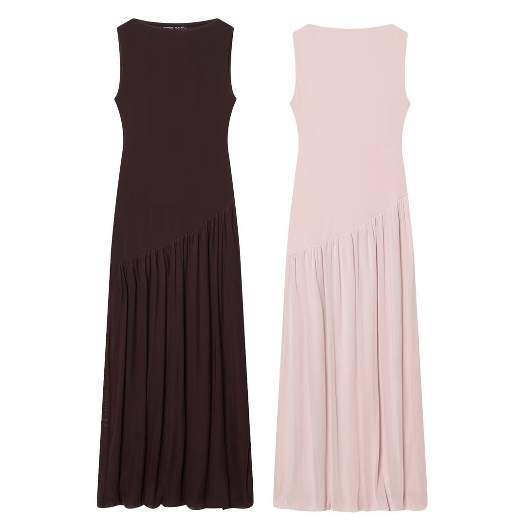Damen Maxikleid mit elegantem Drapé und asymmetrischem Saum Drune