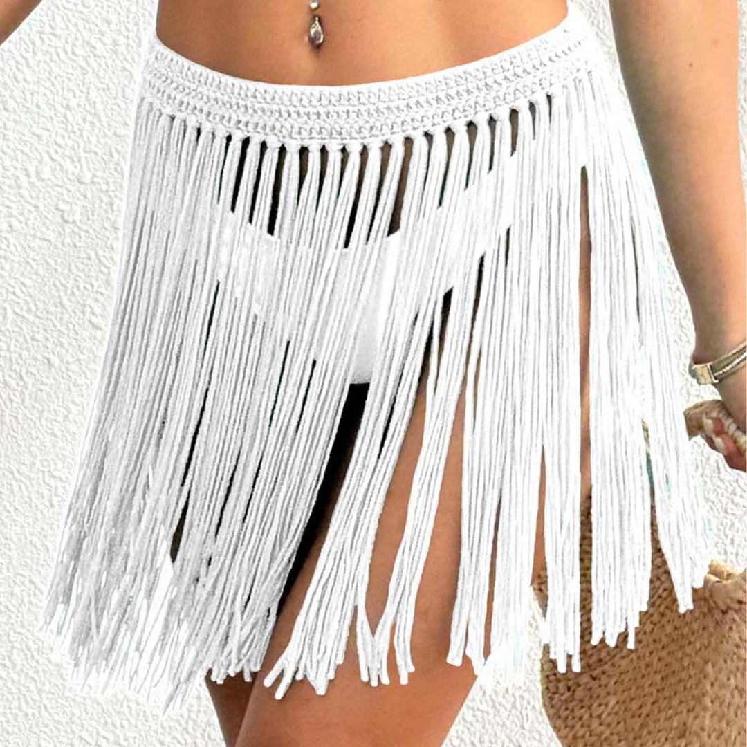 Damen Häkel-Strandrock mit fransigen Details Drune