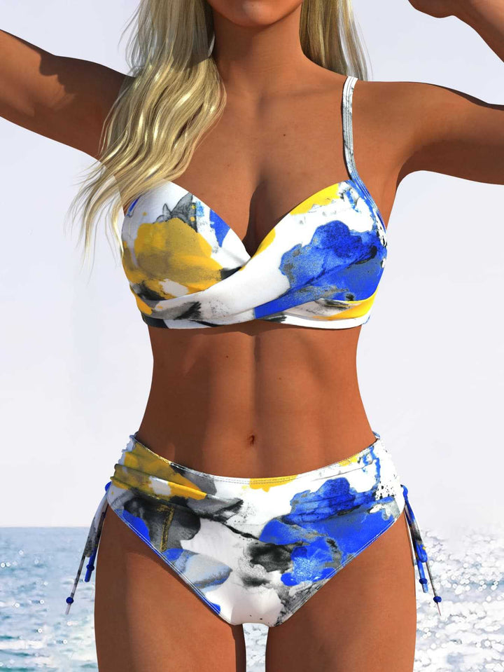 Damen Bikini-Set mit geometrischem Design und verstellbarem Bund Drune