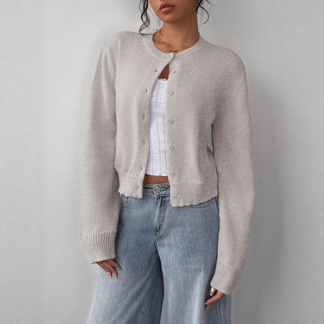 Damen lässige Strickjacke mit Knöpfen Drune