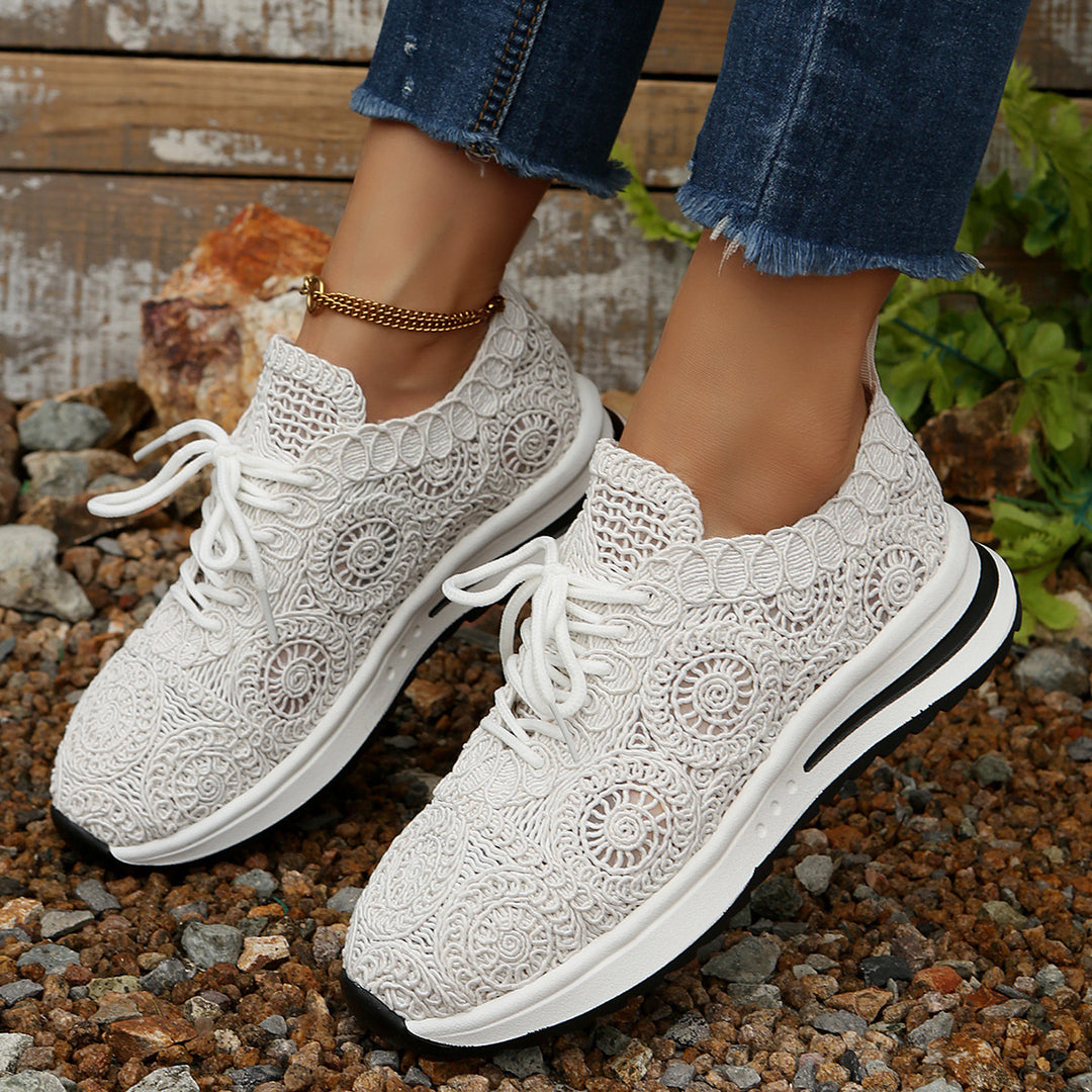 Damen  gestrickte Slip-On Plateau-Sneaker mit atmungsaktivem Obermaterial und gepolstertem Komfortfußbett Drune