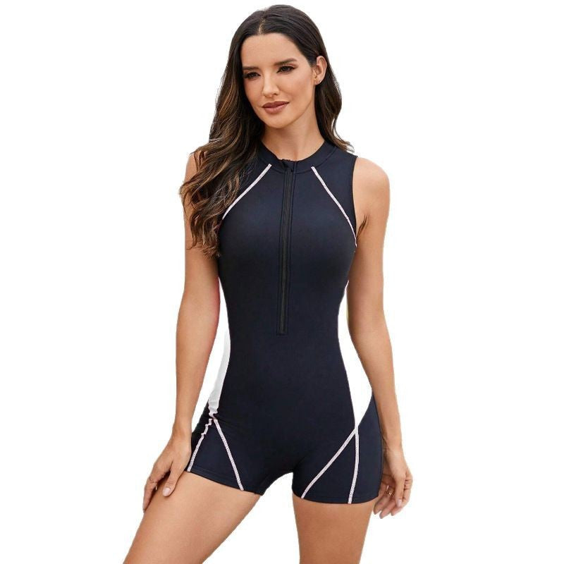 Damen Sportlicher Schwimmanzug mit Reißverschluss Drune