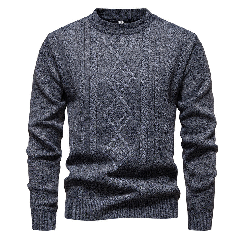 Herren nan gestrickter Rundhalspullover mit Rautenmuster und feinem Strukturstrick Drune