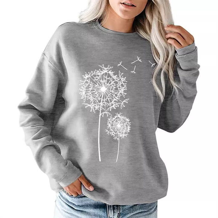 Damen Sweatshirt mit elegantem Pusteblumen-Motiv Drune