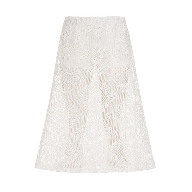 Damen Maxi-Rock aus exquisitem Spitzengewebe mit seitlichem Schlitz Drune