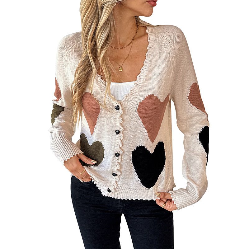 Damen Strickjacke mit Herzmuster Drune