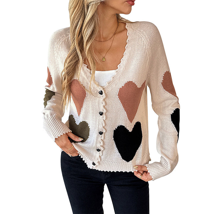 Damen Strickjacke mit Herzmuster Drune