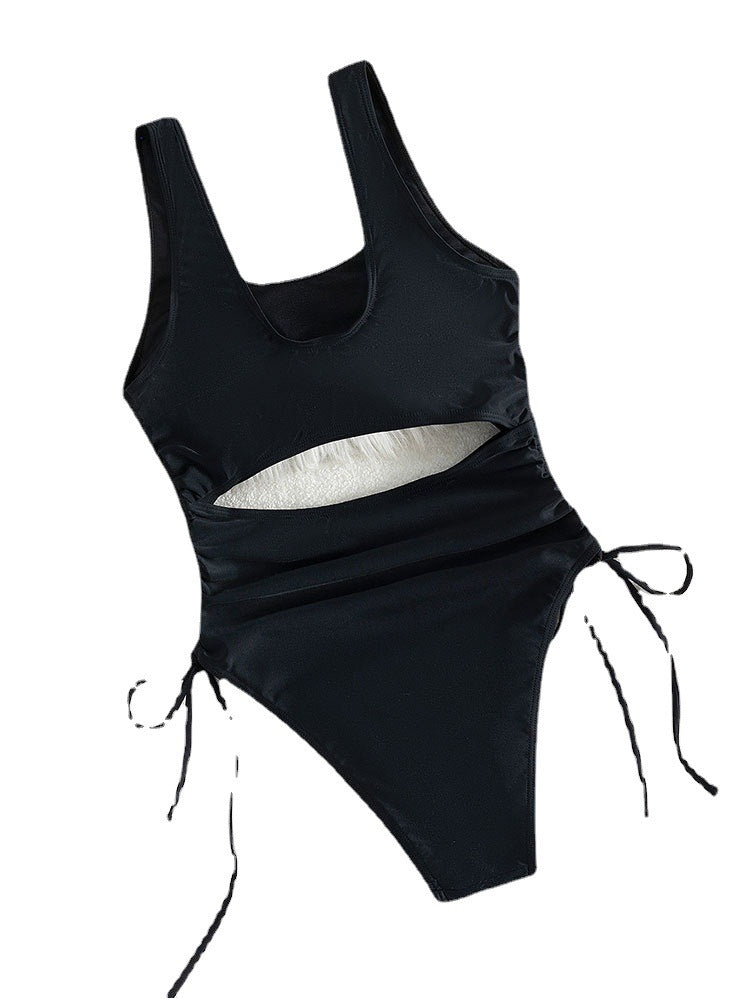 Damen Einteiler Badeanzug mit seitlichen Cut-Outs und verstellbaren Schnürdetails Drune