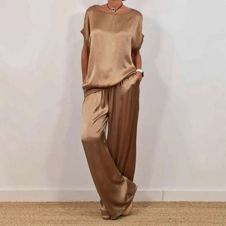 Damen elegantes Lounge-Set mit fließendem Schnitt und elastischem Bund Drune