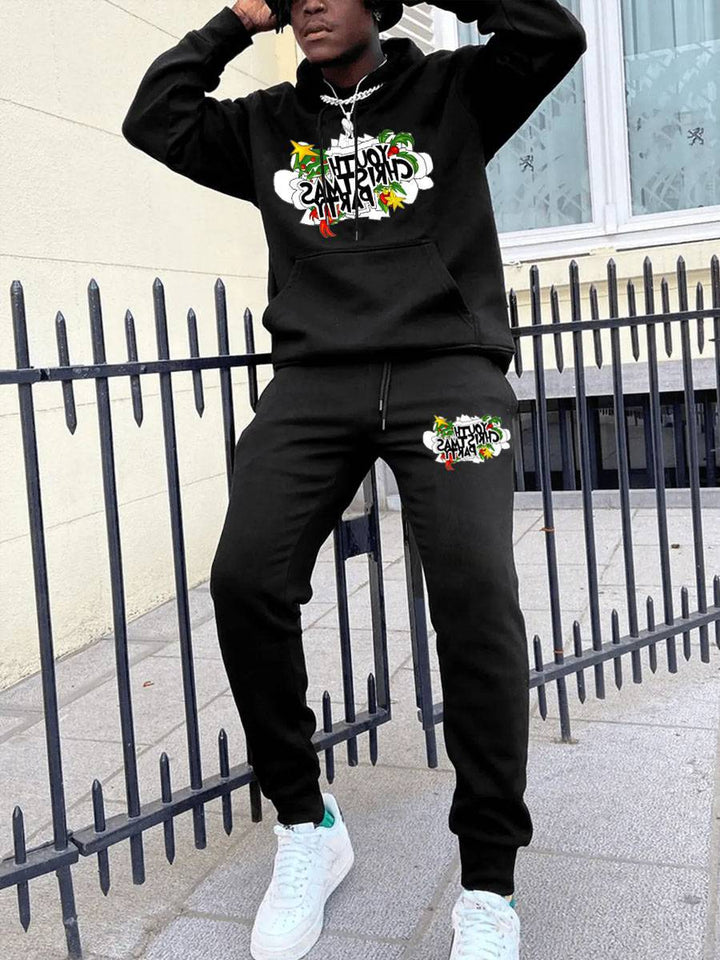 Damen Hoodie und Jogginghose Set mit kreativem Weihnachtsmotiv Drune
