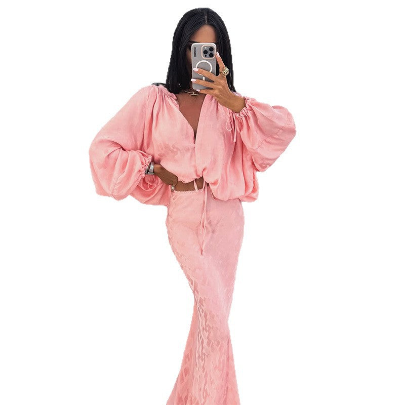 Damen Elegantes und luftiges Ensemble mit voluminösen Ärmeln Drune