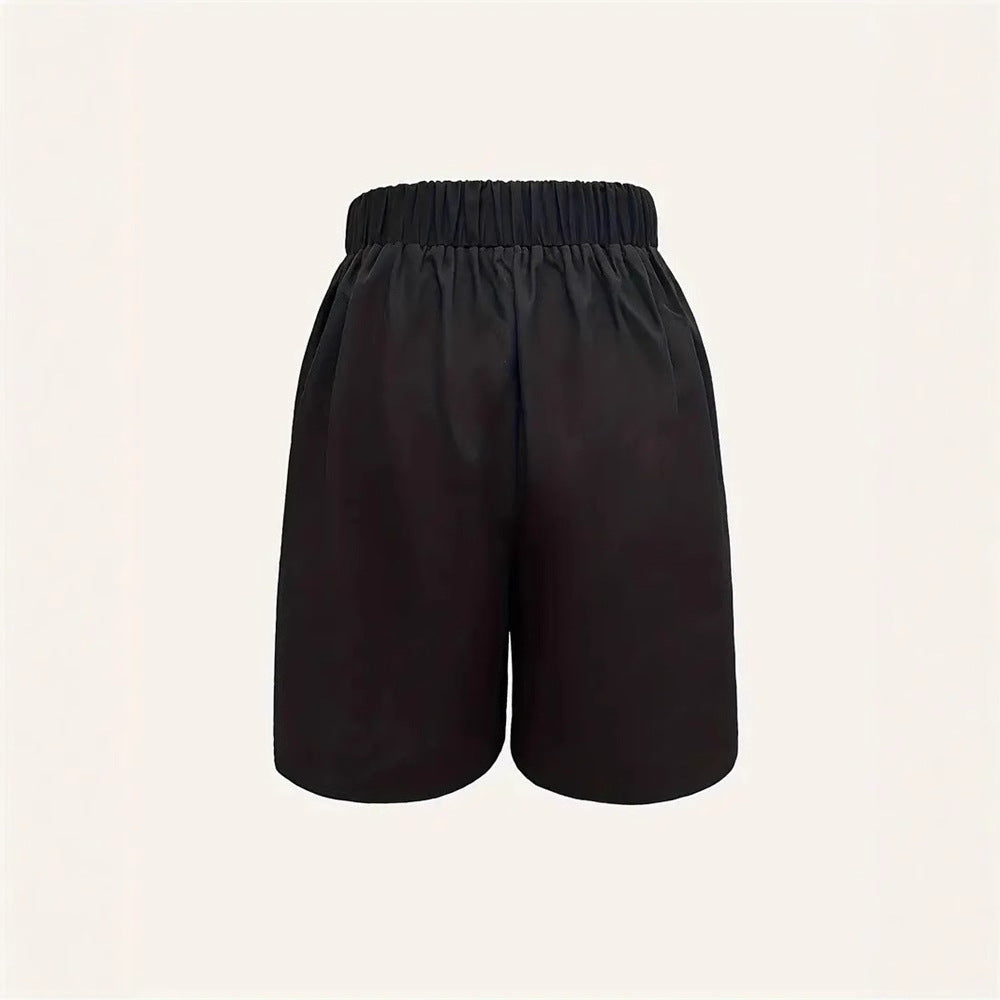 Damen Elegante High-Waist Shorts mit dekorativen Falten Drune
