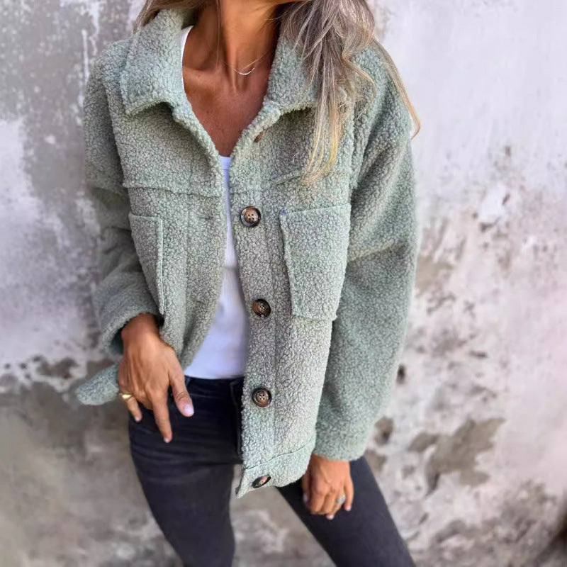 Damen Flauschige Teddyjacke mit praktischen Taschen Drune