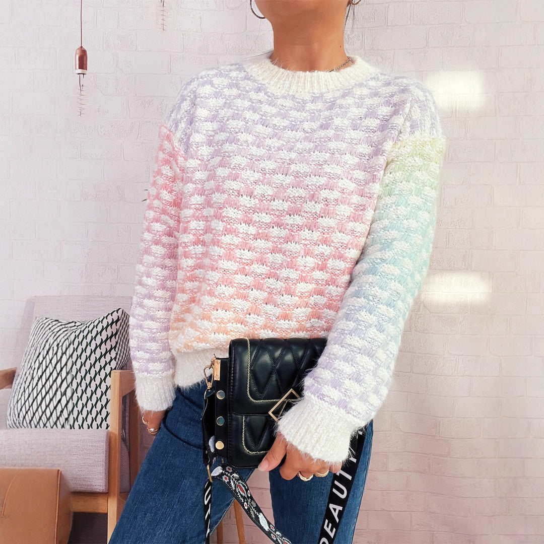 Damen kuscheliger Strickpullover mit strukturiertem Muster Drune