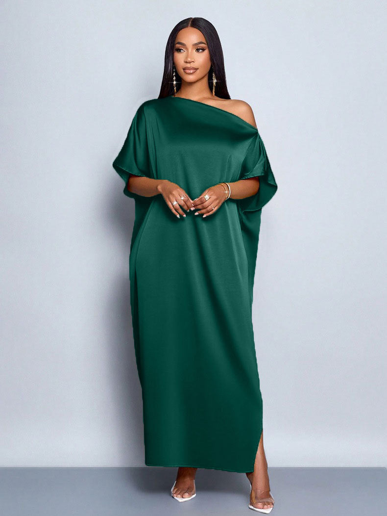 Damen Maxikleid mit asymmetrischem Schnitt und elegantem Fall Drune